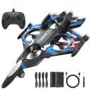 BEZGAR Drones for Kids | 2.4GHZ RC Plane | Remote Control Airplane, Mini Stunt Plane Helicopter, 360° Flip Fighter Jet Toy with Colorful LED Navigation Lights Blue, Toys for ages 8-13