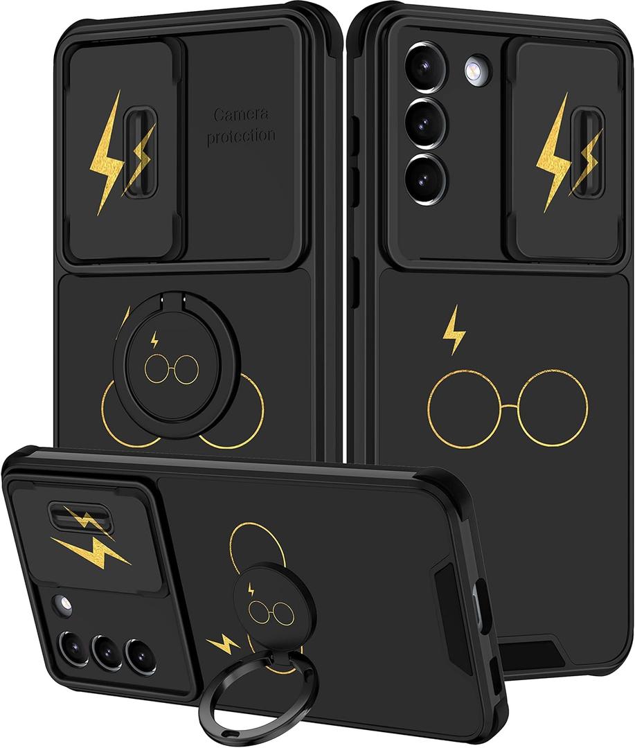 Goocrux Phone Cover Case for Samsung Galaxy S21 5G | 2in1, for Women Girls, Cute Girly, with Slide Camera Cover, Ring Holder, Black Eyes Design, Teens, Aesthetic, Pretty Cool Cases, 6.2''