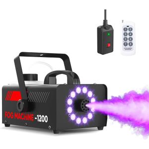 UPGREY 1200W Fog Machine with Lights, Smoke Machine Fog Outdoor and Indoor w/Wired and Remote Controller Smog Machine for Halloween Parties DJ Stage Effect