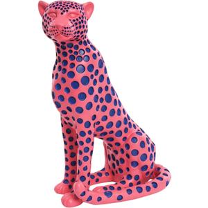 Quoowiit Statues for Home Decor, Modern Sculptures and Statues Decorations for Living Room, Bedroom, Table, Bookshelf, White Resin Leopard Art Decorative Sculpture with Black Polka Dots Design