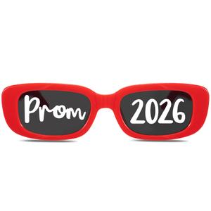 Cuffbow 12 Pcs 2026 Graduation Glasses Prom 2026 Sunglasses Bulk Plastic Eyeglasses Graduation Prom Party Supplies Photo Booth Props (Red)