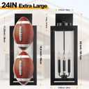 24" Extra Large Fully Enclosed Dusk to Dawn Outdoor Light Fixture 3-Light, Black Outdoor Porch Lantern Wall Mounted, Waterproof Outside Wall Sconce Coach Lamp for House, E12, 2 Packs, Bulbs Not Included