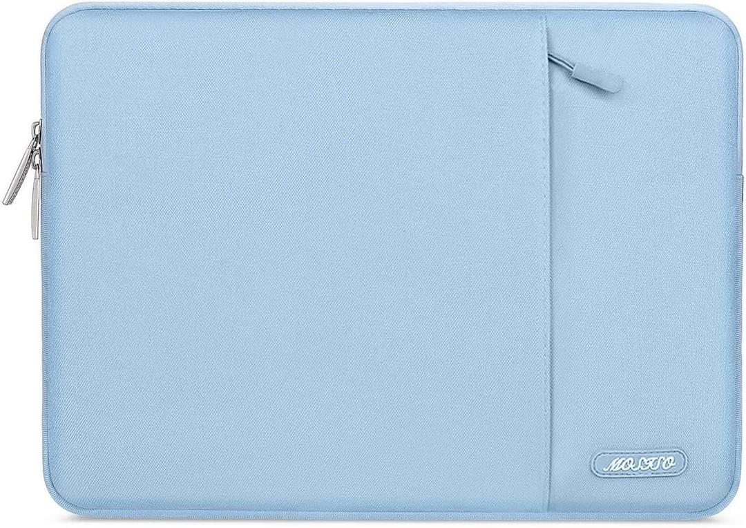 MOSISO Laptop Case 13.3 inch, 13-13.3 inch Laptop Sleeve Compatible with MacBook Air/Pro 13 / Pro 14, HP Dell ASUS Lenovo Notebook, Polyester Vertical Computer Sleeve Bag with Pocket, Air Blue