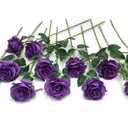 Laelfe 12 pcs Artificial Red Roses Flowers Long Stem Fake Silk Rose for Home Wendding Decorations (Purple)