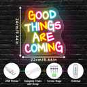 Good Things Are Coming Neon Sign Dimmable LED Signs for Wall Decor USB Neon Lights Positive Word Neon Light Up Signs for Bedroom Home Bar Office Study Room Wedding Birthday Party Teens Girls Gifts
