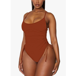Viottiset Women's Ruched High Cut One Piece Swimsuit Tummy Control Bathing Suit Monokini, XL