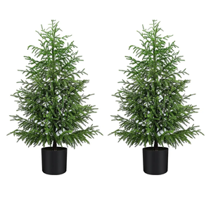 Norfolk Pine Christmas Tree Real Touch Faux Holiday Tree with Pot, Realistic Indoor Outdoor Decoration for Entryway, Living Room, Office, Apartment (4FT- 2Pack)