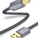 JSAUX Printer Cable, 15FT USB Printer Cord 2.0 Type A Male to B Male Cable Scanner Cord High Speed Compatible with HP, Canon, Dell, Epson, Lexmark, Xerox, Samsung and More (Grey)