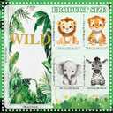 Honoson 5 Pcs 2.6x6ft Large Jungle Safari Animals Arch Photo Backdrop Cardboard Cutouts Life Size Birthday Party Decoration Standup Wild One Baby Shower for Tropical Woodland Party Supplies Props