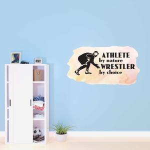 Design With Vinyl Home Wall Decals Nature's Athlete Cute Wall Art Sticker Athlete by Nature, Wrestler in Black by Choice' On Textured - Size: 30 in X 24 in (Multi)