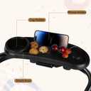 Universal Stroller Snack Tray with Cup Holder and Silicone Flexible Arms Gripper, Black Adjustable BPA-Free Non-slip Snack Tray for Stroller Accessories Easy to Clean