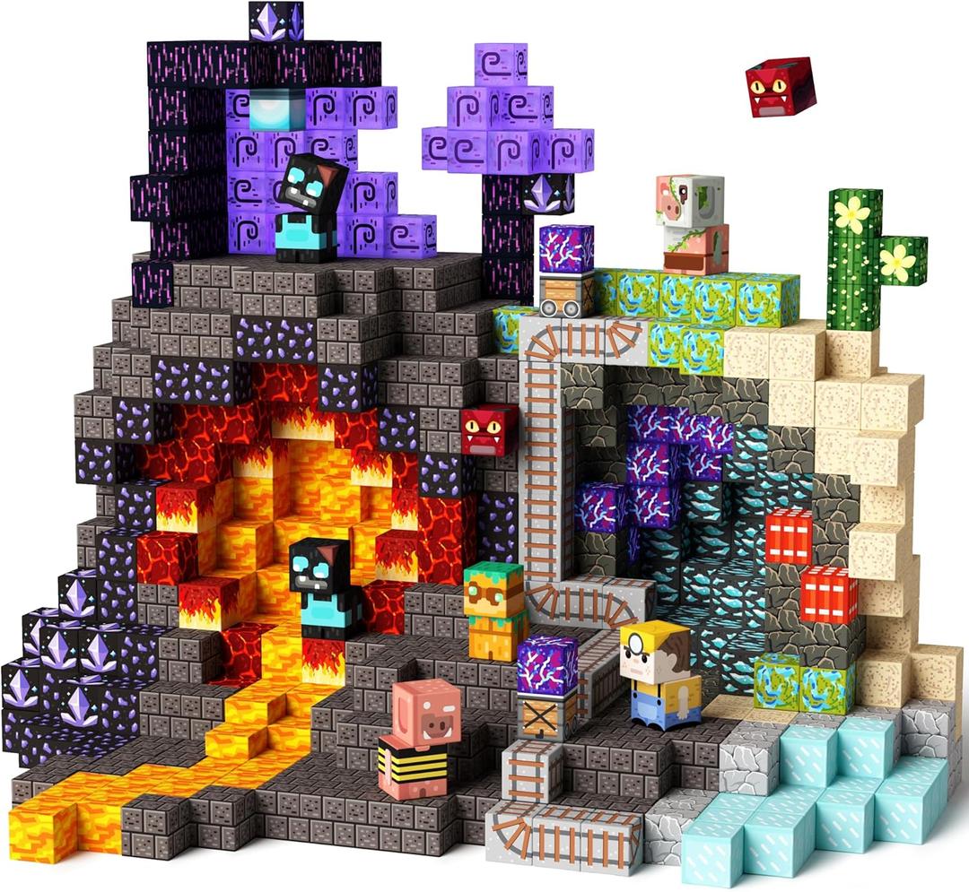 idoot 150PCS Magnetic Blocks Building Toys for Kids Ages 3+, STEM Sensory Toys Grotto Building Set, for Toddler Boys & Girls (0.8inch)