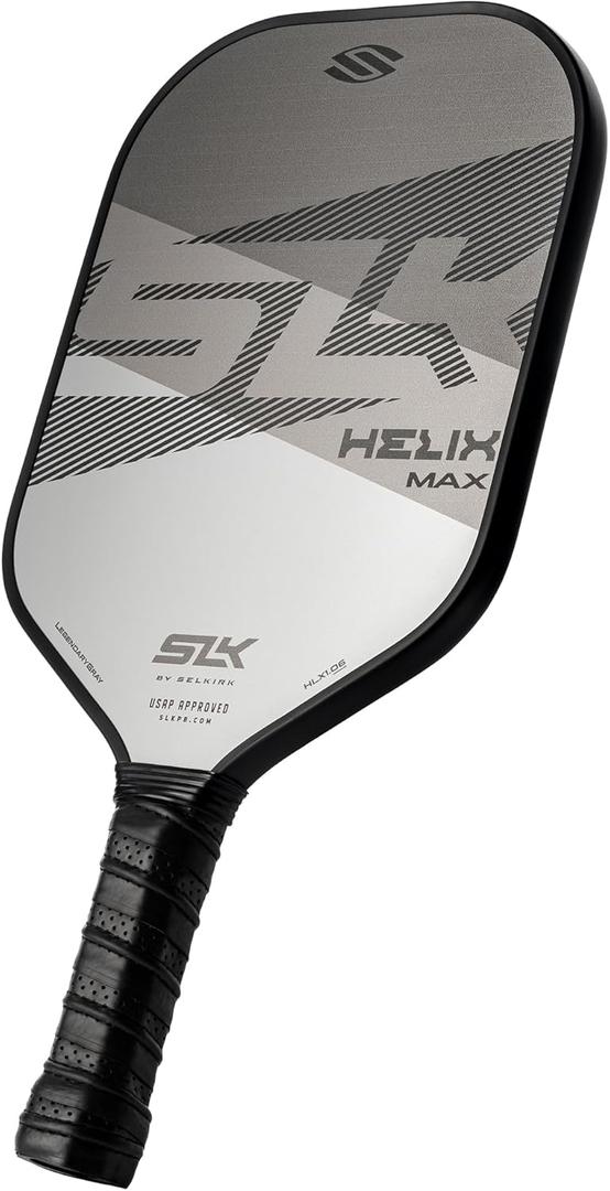 SLK Helix Pro Pickleball Paddle | Carbon Fiber & Fiberglass Hybrid Face | Thermoformed Carbon Fiber Core | Unmatched Control (Legend Gray)