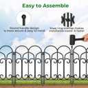 AMAGABELI 10 Panels 17in(H)10ft(L) Decorative Garden Fences and Borders for Dogs No Dig Rustproof Metal Fence Panels Garden Edging Border Animal Barrier Fencing for Flower Beds Yard Patio Decor Black