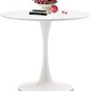 White Round Dining Room Table, 31.5" Tulip Table Round Kitchen Dining Table for 2-4 People, with 0.7" MDF Tables Top and Metal Pedestal Base Dinner Tables for Cafe, Home, Dining Room