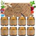 Scented Candles for Home, 8 Pack Aromatherapy Soy Candle Gift Set with 8 Fragrance Scents, Grapefruit & Eucalyptus Mint Candles for Relaxation, Long Lasting Amber Jar Candles, Spa Gifts for Women