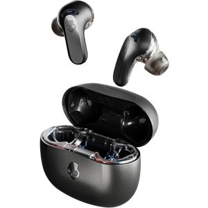 Skullcandy Rail ANC Wireless Earbuds, Bluetooth Headphones, Active Noise Cancelling, Up to 38 Hours Battery, Microphone for iPhone Android, Customizable via Skull-iQ App - True Black