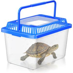 Veemoon Small Fish Tank, Plastic Fish Aquarium Portable Tank Turtle Carrying Aquarium Reptile for Small Animals Terrarium Insects Turtles, Sturdy Plastic, Ventilation Grills, Handle