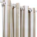 Seaside Stripe Indoor/Outdoor Grommet Curtain Panel - Pair Each 50" x 84" in Linen