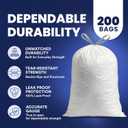 Plasticplace 8 Gallon Trash Bags -White Drawstring Garbage Can Liners - 200 Count - Leak-Resistant and Tear-Proof for Kitchen, Bathroom, Office, and Small Trash Cans 0.7 Mil