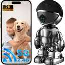 Indoor Camera Robot 2K,5G/2.4Ghz WiFi Robot Cameras for Home Security,360 PTZ Nanny Cam Dog Cam with Audio/Video Compatible with Alexa &Two-Way Talk,Pet Baby Camera with Human Detection Night Vision (silver)