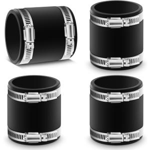 Minatee 4 Pcs Flexible PVC Coupling With Stainless Steel Clamps, for Plastic and Copper Plumbing Connections(2 Inch)