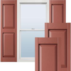 Ekena Millwork Lifetime Vinyl LP2S14X03500RD Standard Two Equal Panel Vinyls, Raised Panel Vinyl Shutters, w/Installation Shutter-Lok's & Matching Screws (Per Pair),14.75"W x 35"H, Burgundy Red