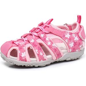 Apakowa Kids Girls Soft Sole Closed Toe Sandals Summer Shoes with Arch Support (Toddler/Little Kid) (Y1030-pink)
