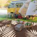 GENIMO Outdoor Rug 9' x 18' Waterproof for Patios Clearance, Reversible Outdoor Plastic Straw Camping Rug Carpet, Large Area Rugs Mats for RV, Camper, Deck, Balcony, Porch, Beach, Coffee&Beige