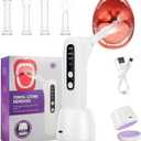 Upgraded Electronic Tonsil Stone Remover, lectronic Oral Care Cleaning Tool Set with 3-Speed Vacuum, 4 Soft Silicone Nozzles & LED Light for Fresh Breath & Comfortable Use (White)