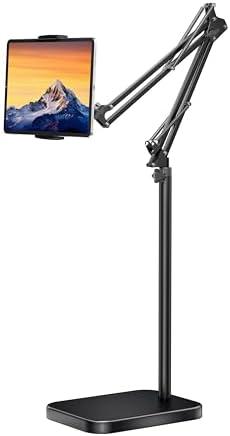 BluuSuuk Tablet Floor Stand with 11lb Stable Base - Adjustable Height Stretchable Arm Swivel Holder Mount, Compatible with iPad Pro Air Mini 12.9/9.7, Kindle, Galaxy Tab, Cell Phones (4.7''-13'')
