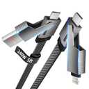 4 in 1 Charging Cable Fast Charging,240W USB C Cable 4-in-1 USB Multi Charging Cable with E-Mark Chip, Multiple iPhone Charger Cord for iPhone 16/15/14/13 Series/Tablets/Samsung Galaxy & More(5FT)