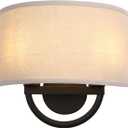 Industrial 2-Lights Wall Sconce Fixtures with Linen Fabric Shade, Double Wall Light Lamps Decor for Hallway Bedroom Living Room Bathroom Stairway (Black)