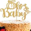 Gold Glitter Pumpkin Oh Baby Cake Topper, Welcome Baby/a Little Pumpkin is On the Way Cake Topper, Halloween Pumpkin Baby Shower/Gender Reveal Party Decorations