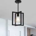 1-Light Black Ceiling Light Fixture Semi Flush Mount, Rustic Vintage Retro Ceiling Light Metal Industrial Farmhouse Chandelier Lamp for Hallway Entryway Bedroom Dining Room 9.05''