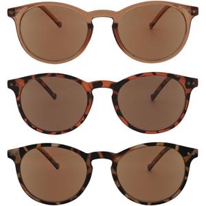 LookLux Reader Sunglasses Women, Small Round Prescription Reading Sunglasses with Readers with Spring Hinge, 2.0