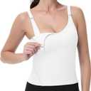 V VOCNI Nursing Tank Tops for Breastfeeding Workout Crop Top Longline Nursing Sport Bra Maternity Bras for Pregnancy (White, M)