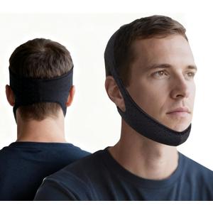 Anti Snoring Chin Strap Elasticity for Adults,Anti Snoring Devices Breathable and Durable,Snore Stopper for CPAP Users,M,Black
