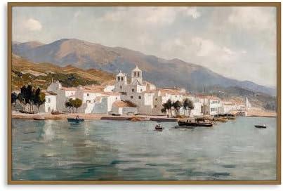 XMMPOT Vintage Coastal Canvas Wall Art: Framed Wall Art for Living Room- Antique Seascape Scenery Bathroom Wall Decor Prints 16"x24"