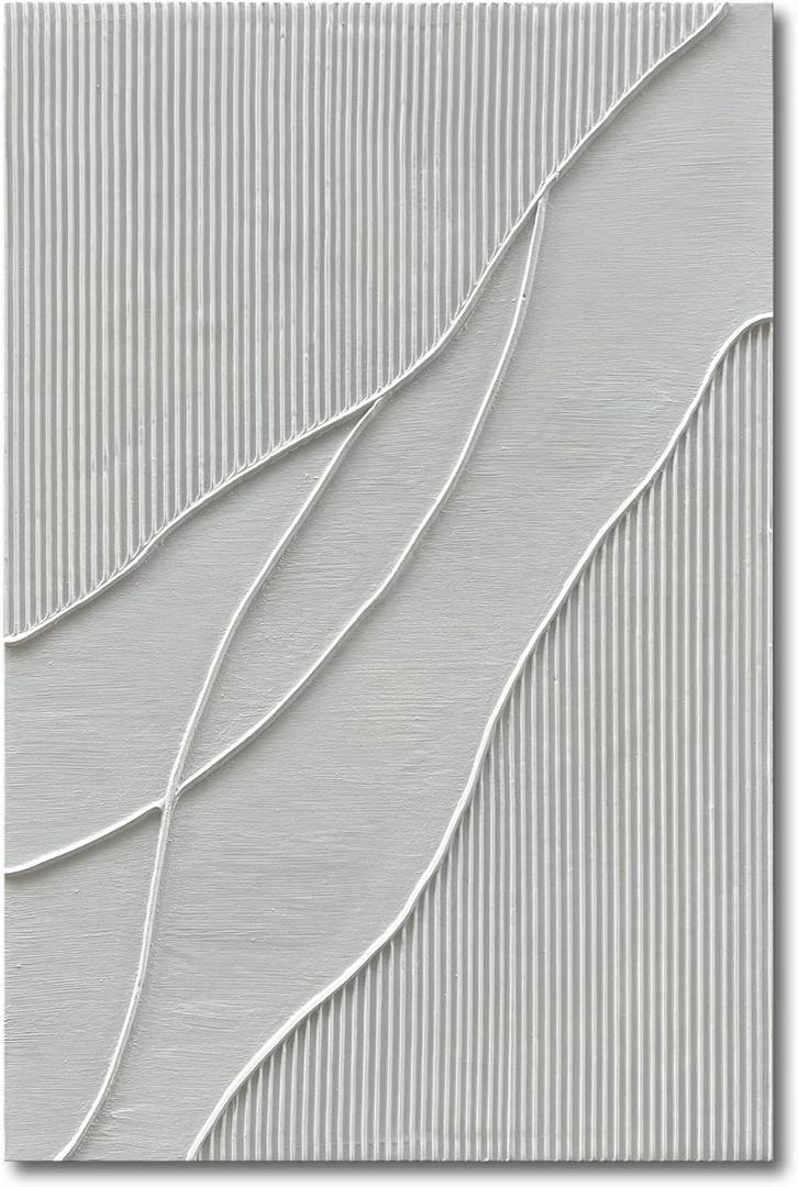 NANKAI Art Hand-Painted Thick Texture White Minimalist Oil Painting 45x30 inch Large Home Wall Decorative Art Oil Painting (Nkhb170)