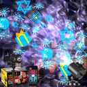 Moukeren Hanukkah Projector Light with 1 Film Upgraded Holiday Projector with 3D Ocean Wave & Patterns Menorah Lights Outdoor Reflectors Waterproof Landscape Decorative Lighting Projection Lamp