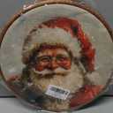 IDUXIY Vintage Christmas Wall Art Decor, Retro Santa Claus Canvas Print Round Wall Hanging Decor, Framed, 10x10 Inch.(124)