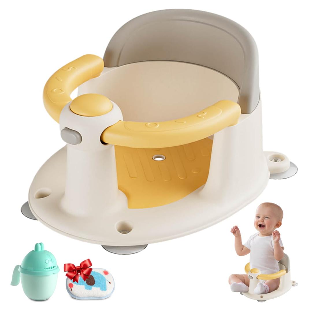 Baby Bath Seat 6 Months & up, Bath Seat for Baby, Infant Bath Seat with Suction Cups, Non-Slip, Detachable, Yellow
