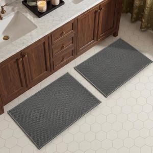 TYUU Bath Mat Set 2 Piece, Thin Bathroom Rugs Non Slip Washable Quick Dry, 20"x30" + 20"x30"