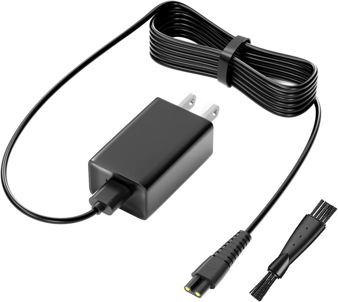 VHBW Power Cord for Skull Shaver, Charger for Pitbull Gold Pro/Silver Pro/Platinum/Palm Beast Trimmer, Replacement AC Power Adapter, 5.9ft, Silver