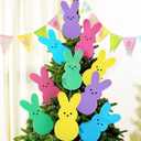 Easter Tree Decorations Peeps Tree Ornaments: 10 pcs Extra Large Yellow Blue Purple Easter Bunny Tree Decorations, Cute Rabbit Picks Ornaments for Easter Tree Topper, Kids Home School Office Dcor