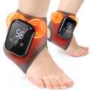 Cordless Ankle Massager with Heat, Rechargeable Ankle Heating Pad, 2000mAh Heated Foot Brace Wrap, Foot Heating Pad for Home Office Travel, 2pcs