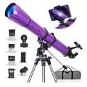HETEKAN 90mm Aperture 1000mm,Telescope for Adults High Powered, Purple
Magnification 500X, Professional Telescopes for Beginners with Three Eyepieces, Phone Adapter & Carrying Bag