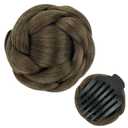 IMISSU Braided Chignon Dancer Hair Donut Hairpieces Scrunchie Claw Hair Bun Updo for Wedding Party (M1 Mix Brown)