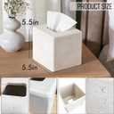 Decorative Square Tissue Box Cover White Resin Tissue Holder for Bathroom, Bedroom, Countertop, Modern Stone-Look Tissue Box